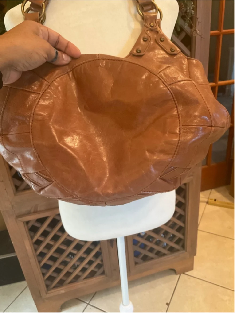 The Sak Brown Leather Patchwork Shoulder Bag Boho Hobo Purse - Picture 7 of 10